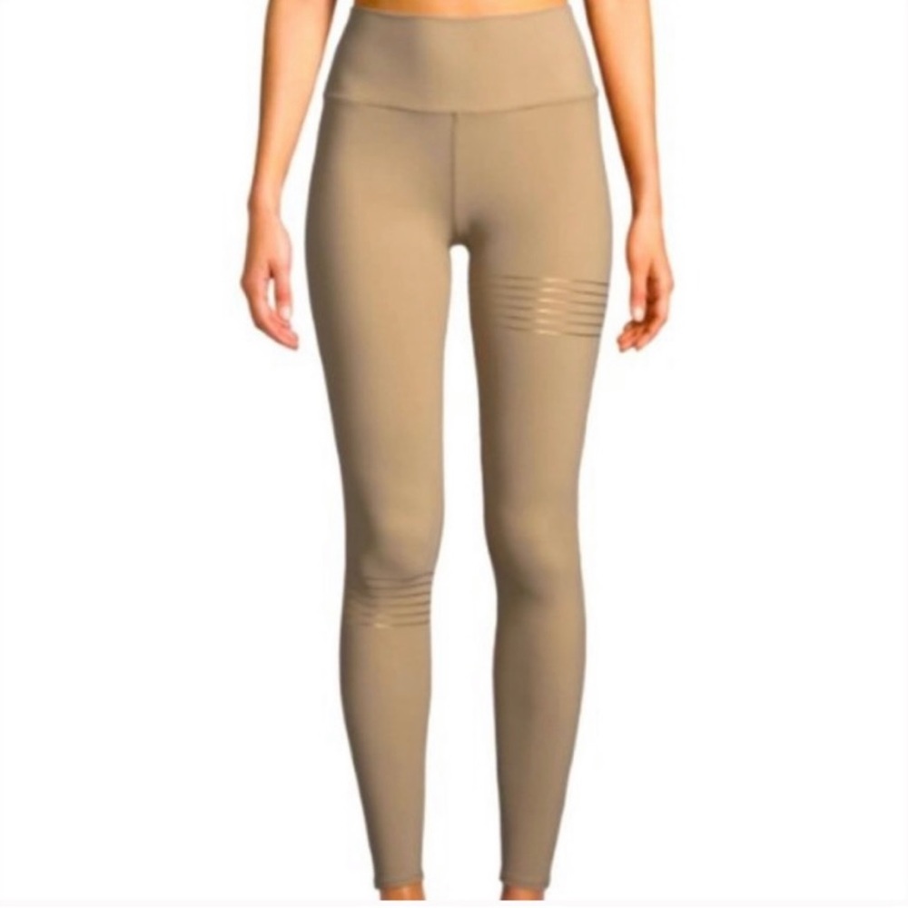 Alo Vapor High Waisted Leggings - Tan Gold Stripe XS BRAND NEW
